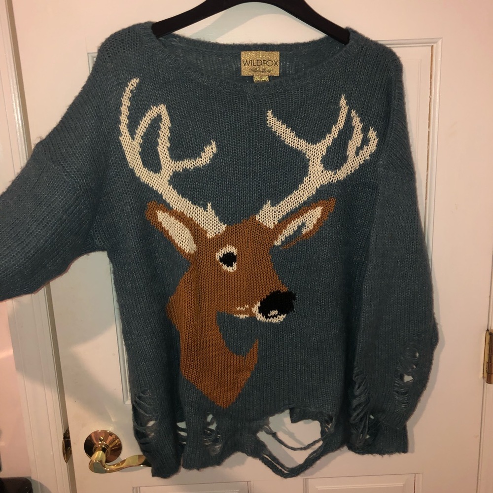 Wildfox Deer Distressed Sweater